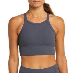 Zella Longlone Ribbed Sports Bra/Cropped Active Top - XXL - NWOT - Gray